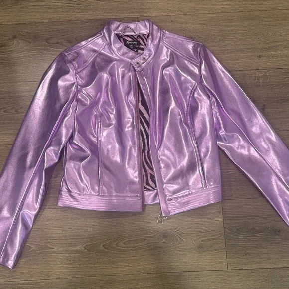 Shimmering Lavender Leather Jacket - Picture 1 of 2